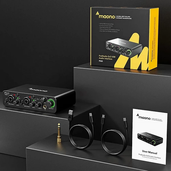 MAONO PS22-Carte son externe professionnelle, écouteurs microécologiques, programmables, pour microphones de podcasting|620,99 €|OKKO MODE