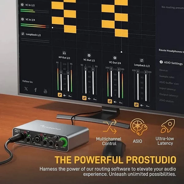 MAONO-Carte son externe PS22, Interfaces rétro audio professionnelles, Logiciel de routage, Podcasting statique, Production itud|649,79 €|OKKO MODE