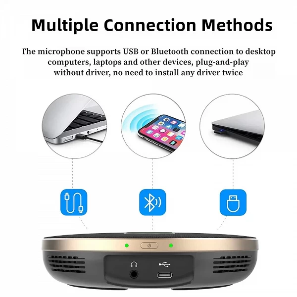 Microphone de conférence USB omnidirectionnel, haut-parleur sans fil brittop, voix 360 °, 514-up, Bluetooth pour scène en direct|163,79 €|OKKO MODE