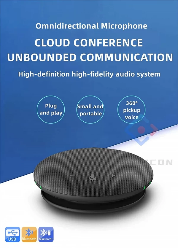 Microphone Bluetooth sans fil pour conférence vidéo, haut-parleur omnidirectionnel, USB 360 °, 5m, 514 up, diffusion en direct, |188,99 €|OKKO MODE