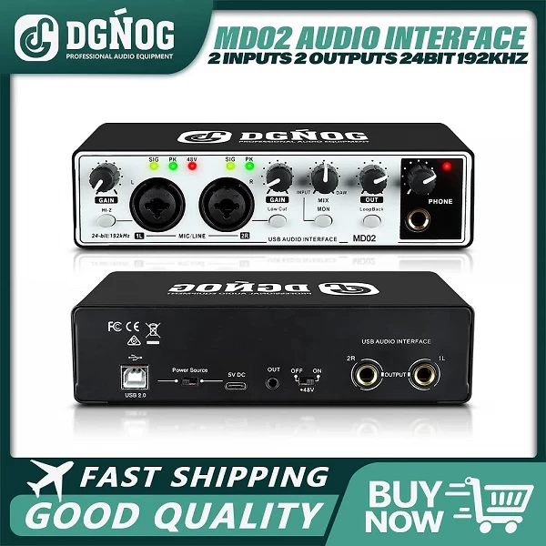 Carte Son USB DGNOG MD02 Interface Audio Professionnelle pour Enregistrement sur Ordinateur, Guitare Électrique, Studio, Podcast|47,69 €|OKKO MODE