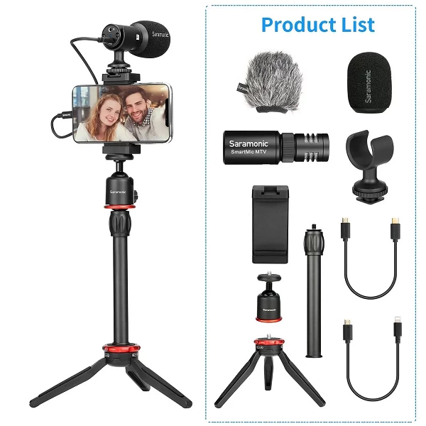 Saramonic-Kit vidéo SmartMic MTV pour Smartphone, Youtube, Podcasters, Vloggers, Live Streaming, Facebook, Blogger, Sutdio Stati|83,00 €|OKKO MODE