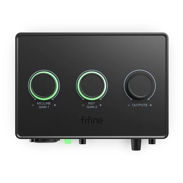 FIFINE Centre commercial audio pour microphone à condensateur avec bouton de gain, interface audio avec alimentation fantôme 48V|65,09 €|OKKO MODE