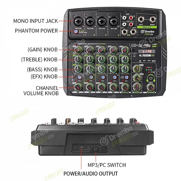 Console Assad Sound Mall Audio, 4/6 canaux, contrôleur DJ, alimentation fantôme Bluetooth Assad, effet de répétition retardée|37,10 €|OKKO MODE