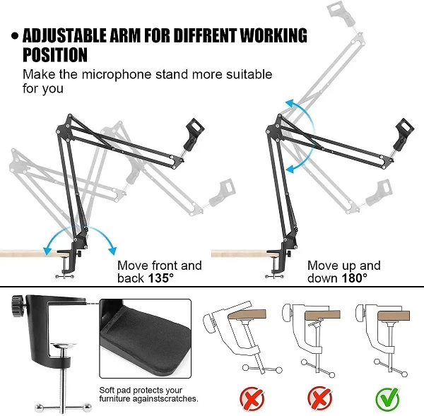 Support de bras de Microphone à Suspension réglable, robuste, ciseaux, pour jeu, Streaming, enregistrement, Podcast|31,49 €|OKKO MODE