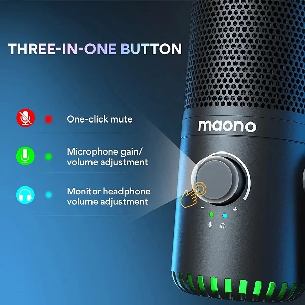 Microphone de jeu RVB programmable, bouton de micro 3 en 1, micro de podcast, bureau, USB Type C, modèle de touristes, microphon|206,99 €|OKKO MODE