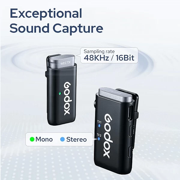 Godox-Mini microphone sans fil avec étui de chargement, WEC KIT1 KIT2, 2.4G, pour smartphone, appareil photo, podcast, télécharg|88,79 €|OKKO MODE