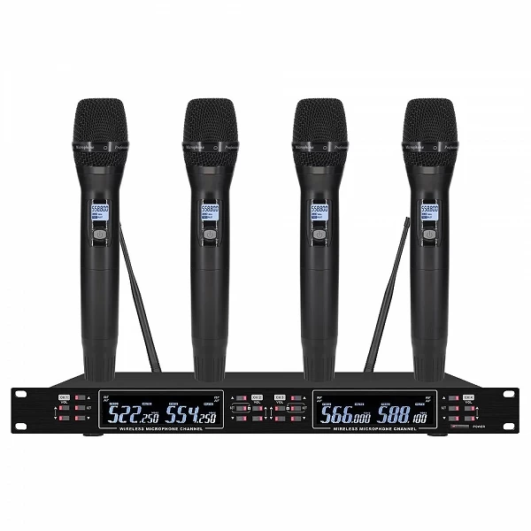 Microphone sans fil professionnel ical87, système sans fil, écouteurs Microfone à 4 canaux, microphone Lavalier de scène|210,59 €|OKKO MODE