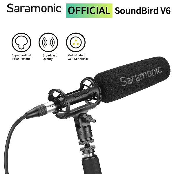 Saramonic-Microphone pour fusil de chasse XLR, SoundBird V6, super cardioïde, 3 broches, dialogue de production cinématographiqu|739,43 €|OKKO MODE