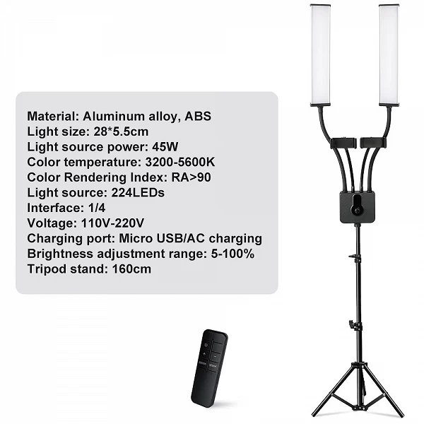 Anneau Lumineux LED Double Bras Trépied 200cm - Maquillage Vidéo Selfie|97,64 €|OKKO MODE