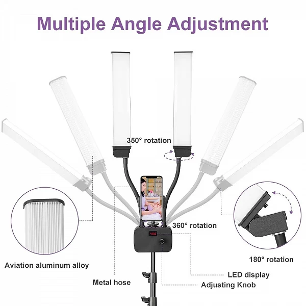 Anneau Lumineux LED Double Bras Trépied 200cm - Maquillage Vidéo Selfie|97,64 €|OKKO MODE