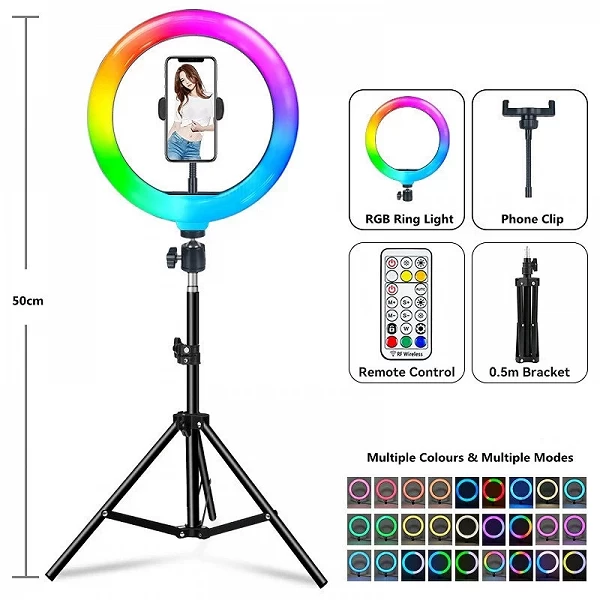 Éclairage ring light LED avec trépied 2/1.5m, lumière chaude/froide - Pour la photographie et YouTube|36,95 €|OKKO MODE