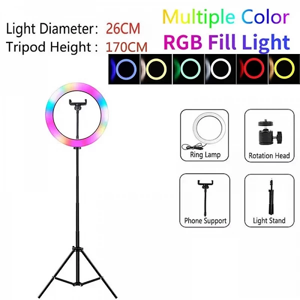 Éclairage Ring Light LED RGB à intensité variable avec trépied, pour maquillage et vidéos|19,60 €|OKKO MODE