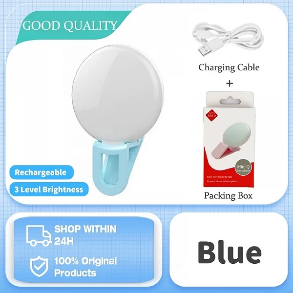 Lampe de remplissage LED pour selfies - Clip luminosité anneau lumineux_CAMERA_PHONE|3,59 €|OKKO MODE