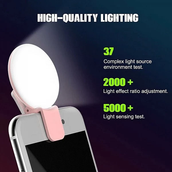 Lampe de remplissage LED pour selfies - Clip luminosité anneau lumineux_CAMERA_PHONE|3,59 €|OKKO MODE