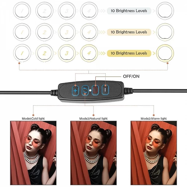 Anneau Lumineux LED 10 Pouces Trépied Photographie Selfie Youtube Maquillage Studio|17,00 €|OKKO MODE