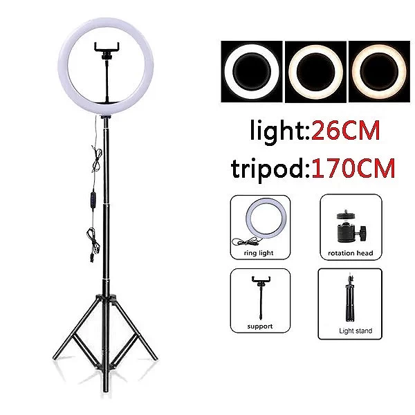 Anneau lumineux selfie avec trépied pour prise de vue vidéo en Studio, lampe circulaire LED magnétique|30,59 €|OKKO MODE