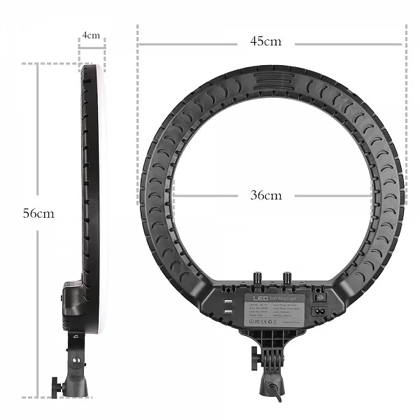 Kit d'éclairage ring light LED avec support, 18 pouces, 55W, lampe pour selfie, anneau lumineux pour studio de maquillage promet|44,23 €|OKKO MODE