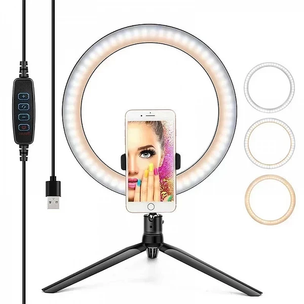 Anneau Lumineux RGB pour Selfie, Trépied, Support de Téléphone, Photographie, Cercle Lumineux, Lampe pour Documents, Maquillage,|1,92 €|OKKO MODE