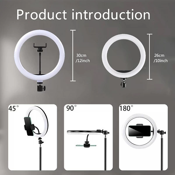 Anneau lumineux LED 10 "/26cm, intensité variable, avec trépied, lampe, éclairage annulaire pour selfie, photographie, vidéo, di|14,24 €|OKKO MODE