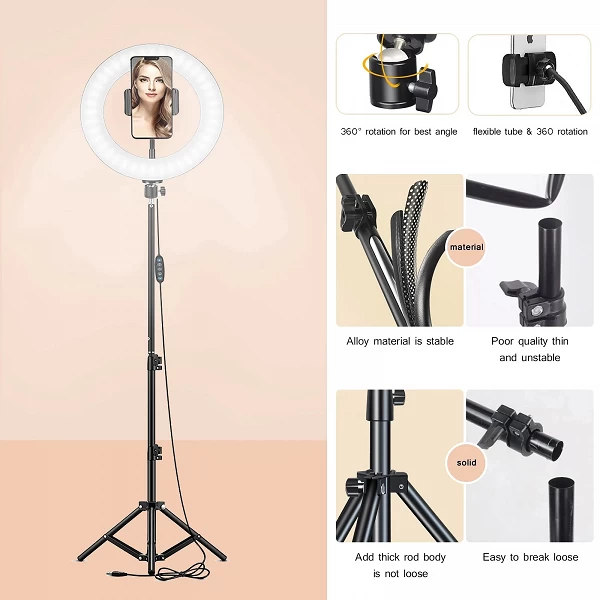 Éclairage de photographie LED avec trépied, anneau lumineux, lampe de téléphone, vidéo YouTube, appareil photo, studio photo, ce|29,45 €|OKKO MODE