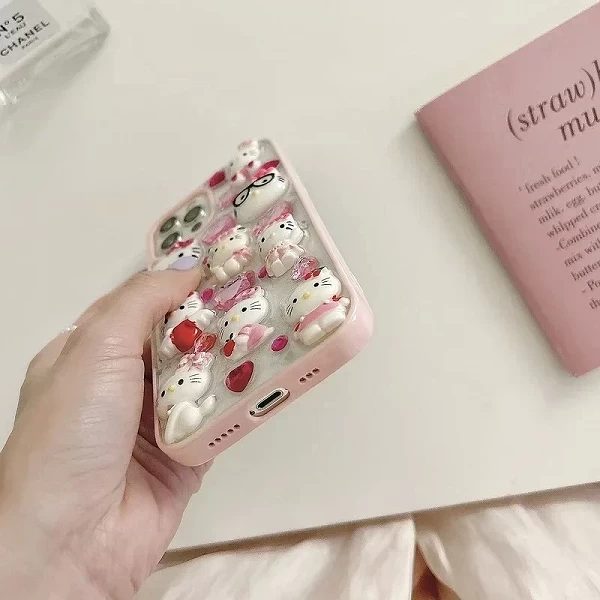 Coque de téléphone transparente diamant scintillant pour iPhone, coque antichoc mignonne Hello Kitty 3D Kawaii|7,02 €|OKKO MODE