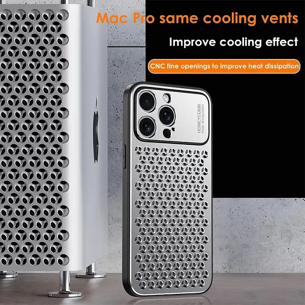 Coque de Dissipation Chaleur Alliage Aluminium Silicone Souple iPhone Pro Max Plus Nid d'Abeille MacPro ྖ|12,99 €|OKKO MODE