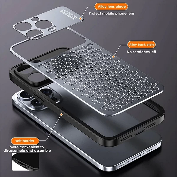 Coque de Dissipation Chaleur Alliage Aluminium Silicone Souple iPhone Pro Max Plus Nid d'Abeille MacPro ྖ|12,99 €|OKKO MODE