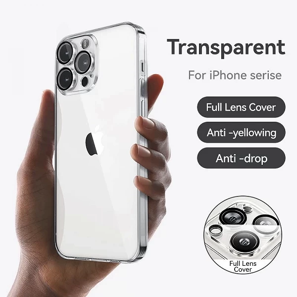 Pomerroom-Coque transparente antichoc avec protection d'objectif, coque anti-chute pour iPhone 15 14 13 Pro Max|9,00 €|OKKO MODE