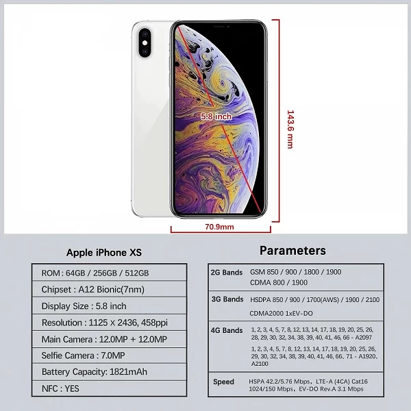 Smartphone Apple iPhone XS/XS Max 4G, écran 5.8 pouces, 4 Go RAM - Offre Limitée|284,04 €|OKKO MODE