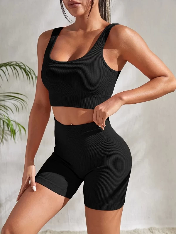 Ensemble de yoga seamless 2 pièces pour femmes - Crop Top & Short Taille Haute|14,00 €|OKKO MODE