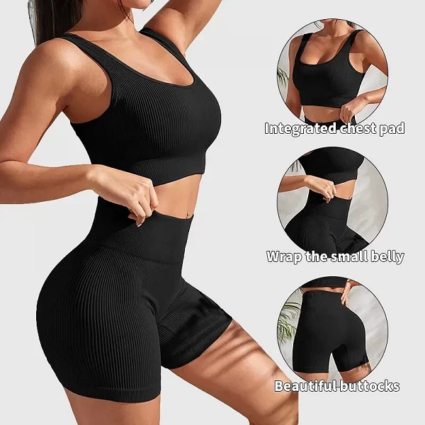 Ensemble de yoga seamless 2 pièces pour femmes - Crop Top & Short Taille Haute|14,00 €|OKKO MODE