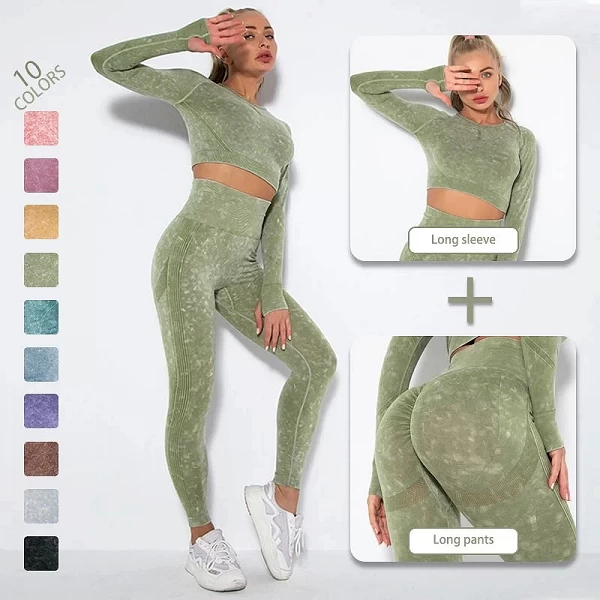 Conjunto de fitness para mujer: leggings push-up y top corto - Ropa deportiva moderna