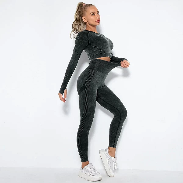 Ensemble de fitness sans couture pour femme, leggings push-up et haut court - Vêtements sportifs tendance|49,46 €|OKKO MODE