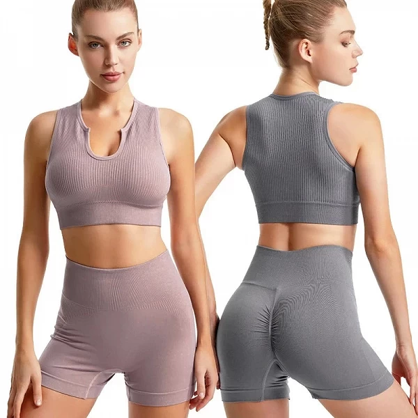 Ensemble de yoga sans couture pour femme, tenues d'entraînement, soutien-gorge de sport, short taille haute, ensembles de leggin|7,01 €|OKKO MODE