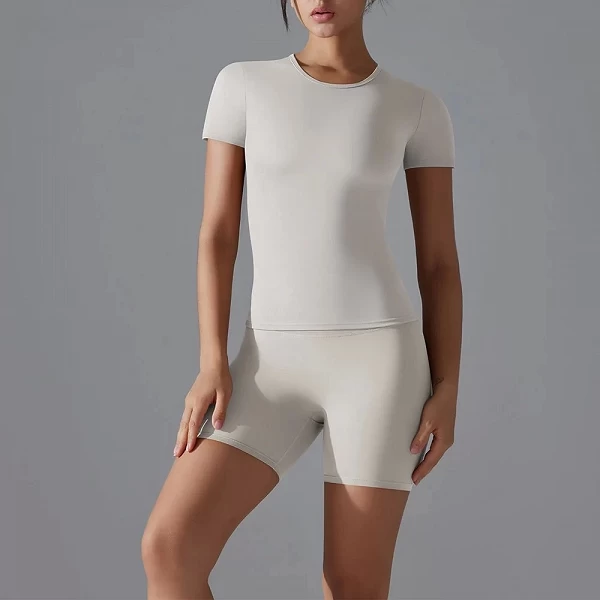 Haut de sport et short taille haute imbibés pour femme, ensemble de yoga, fitness, entraînement, levage des fesses, court serré,|32,12 €|OKKO MODE