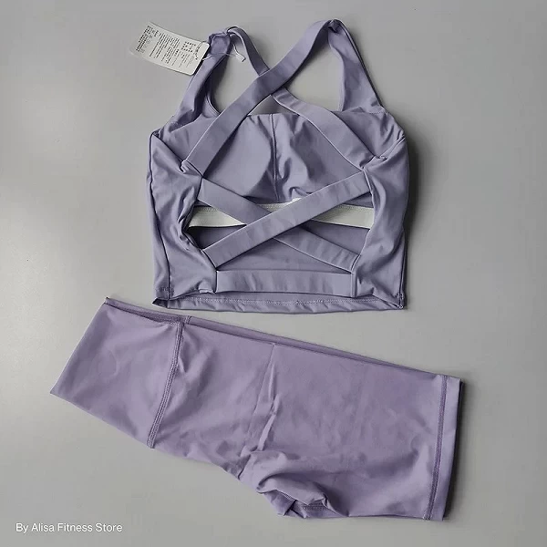 Ensemble de soutien-gorge de yoga pour femmes, vêtements de sport, fitness, haut court à manches longues, short taille haute, ol|18,19 €|OKKO MODE