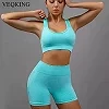 VEQKING-Ensemble de yoga sans couture pour femme, 2 pièces, dos creux, vêtements d'entraînement, survêtement, tenue sportive, ha|11,69 €|OKKO MODE