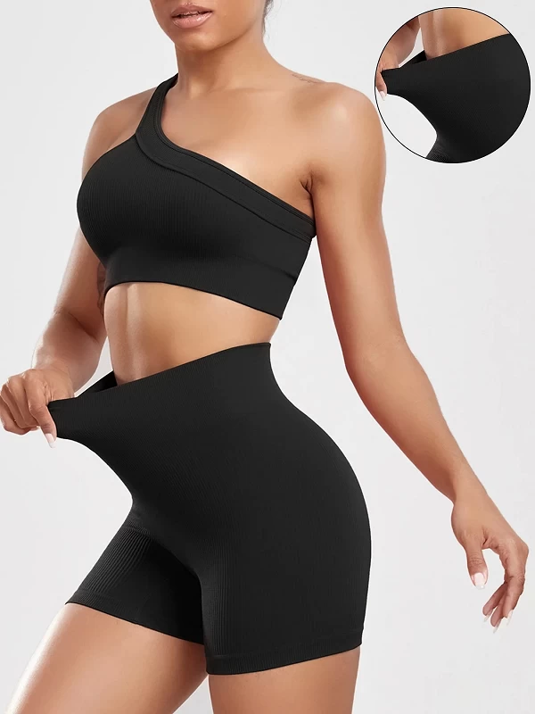 CHRLEISURE-Ensemble de sport sans couture pour femme, tenue de fitness côtelée, soutien-gorge de yoga imbibé, sans coussin, legg|12,09 €|OKKO MODE