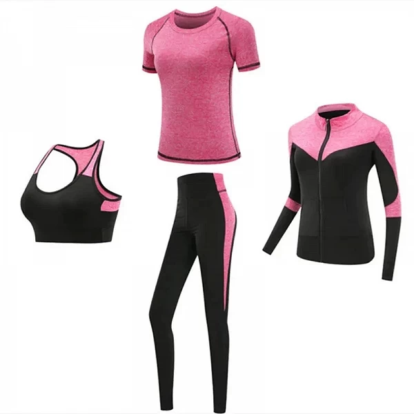 Ensemble de yoga à séchage rapide pour femme, vêtements de fitness, costume de gym, manteau, soutien-gorge, t-shirt, leggings, e|39,15 €|OKKO MODE