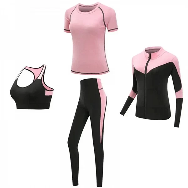 Ensemble de yoga à séchage rapide pour femme, vêtements de fitness, costume de gym, manteau, soutien-gorge, t-shirt, leggings, e|39,15 €|OKKO MODE