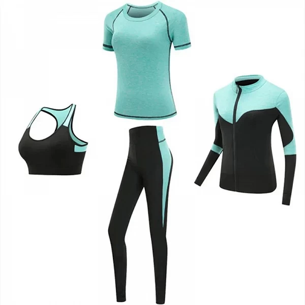 Ensemble de yoga à séchage rapide pour femme, vêtements de fitness, costume de gym, manteau, soutien-gorge, t-shirt, leggings, e|39,15 €|OKKO MODE