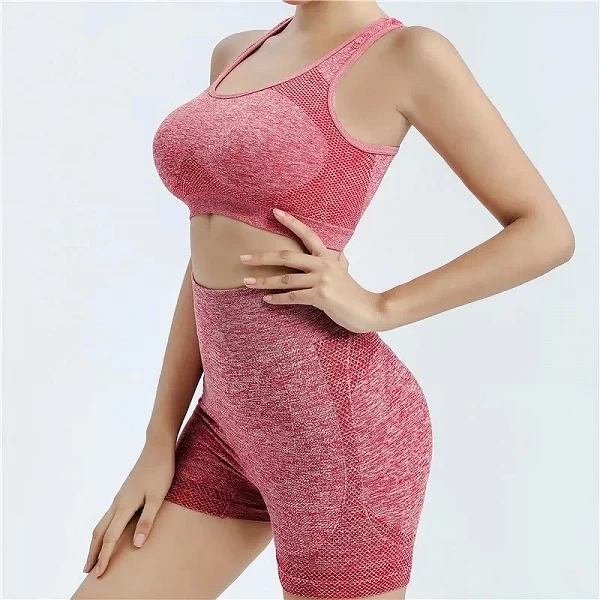 Ensemble de yoga sans couture pour femmes, shorts de gym, soutiens-gorge de sport, brassière d'entraînement, vêtements de yoga, |4,49 €|OKKO MODE