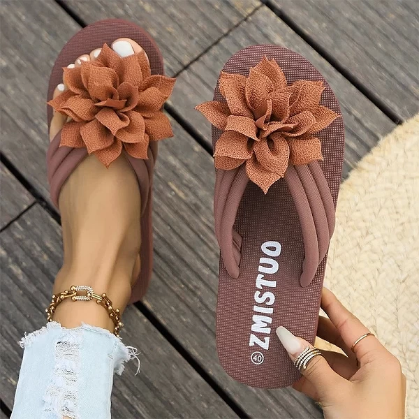 Sandales de plage à fleurs pour femmes, chaussures plates tendance|8,10 €|OKKO MODE