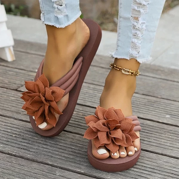 Sandales de plage à fleurs pour femmes, chaussures plates tendance|8,10 €|OKKO MODE