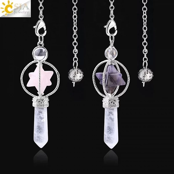 Pendule de Radiesthésie en Quartz Merkaba - Cristal Reiki Guérison|4,49 €|OKKO MODE