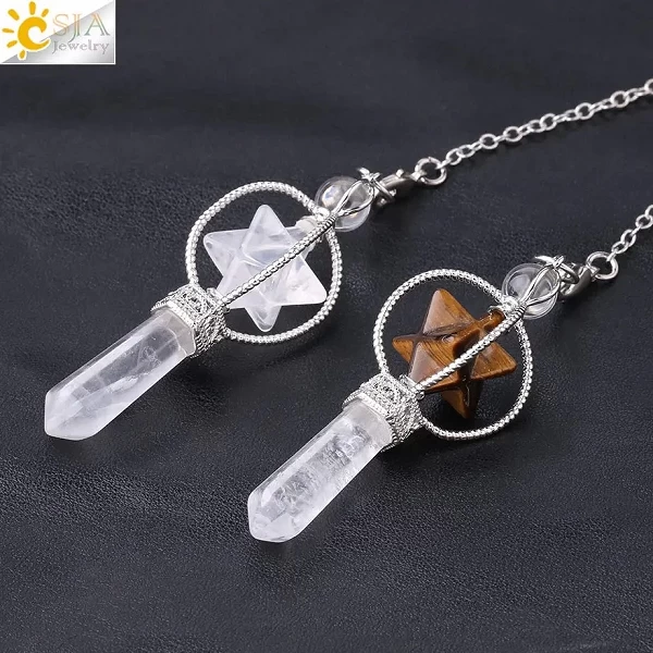 Pendule de Radiesthésie en Quartz Merkaba - Cristal Reiki Guérison|4,49 €|OKKO MODE