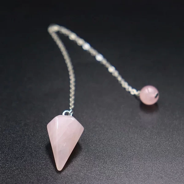 Pendule de radiesthésie en quartz rose hexagonal naturel|3,59 €|OKKO MODE