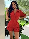 Ensemble 2 Pièces pour Femme, Streetwear, Poches, Couleur orange, rouge, bleu manches Courtes, combi-short, Été 2025|28,79 €|OKKO MODE