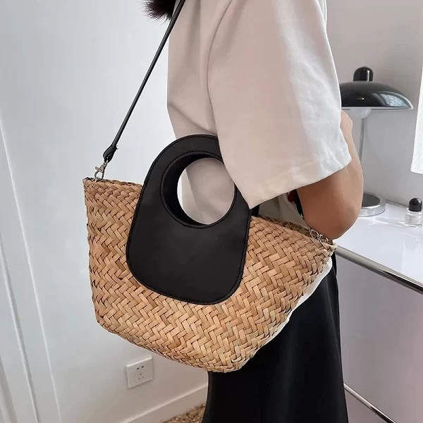 Sac à Main en Paille Tissée pour Femme - Style Plage Été 2022 • Mode tendance et élégante|10,00 €|OKKO MODE